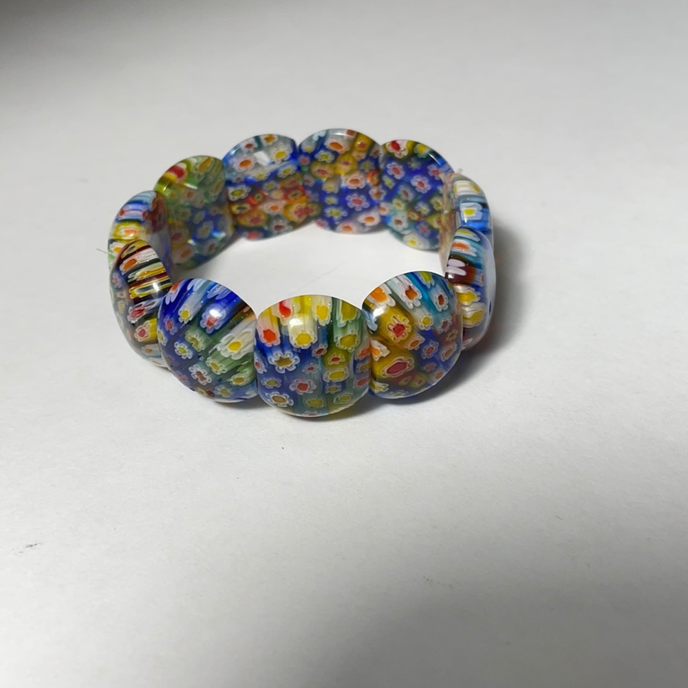 Millefiori glass bead stretch bracelet
